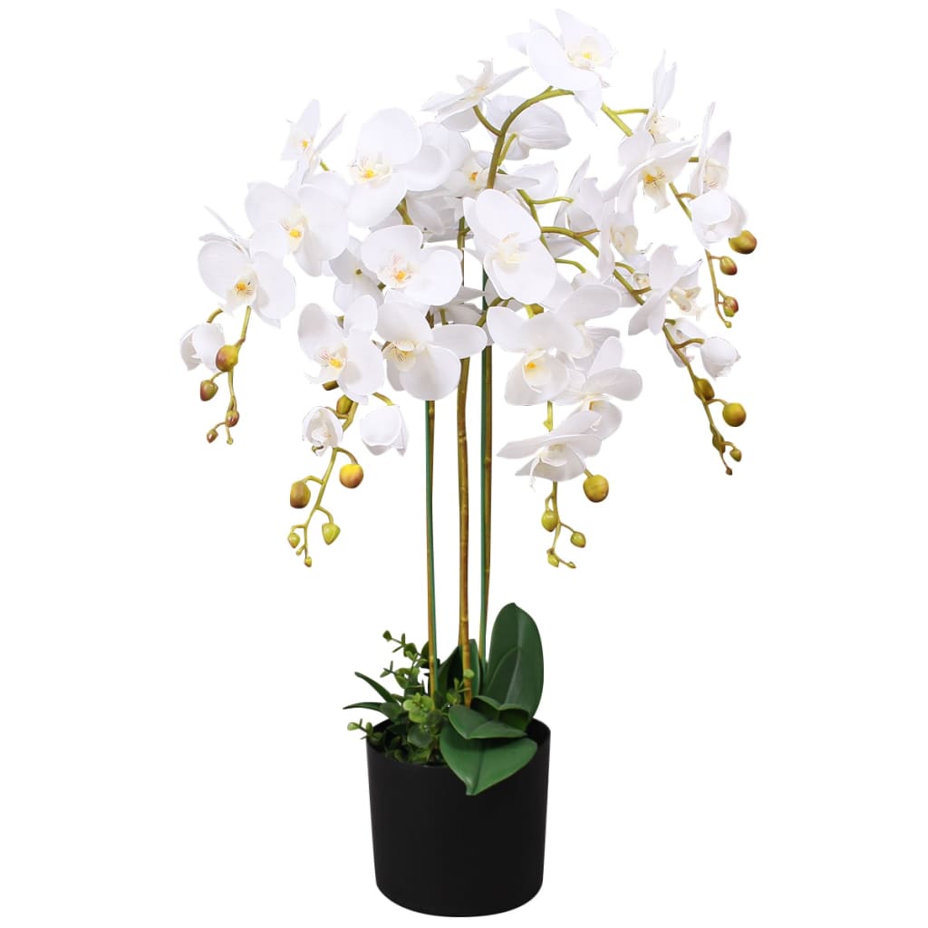 Kunstig orkidè med potte 75 cm hvit