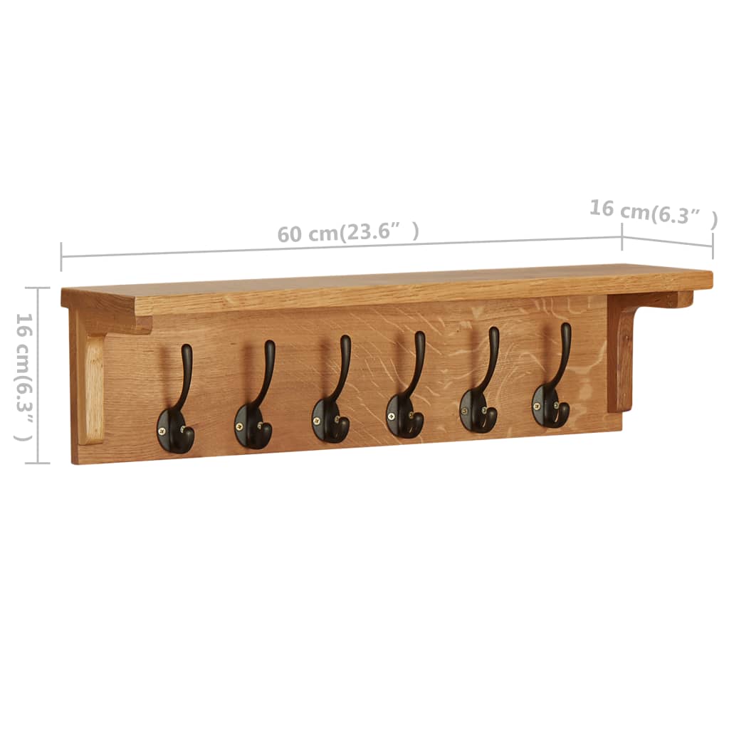Knaggrekke 60x16x16 cm heltre eik