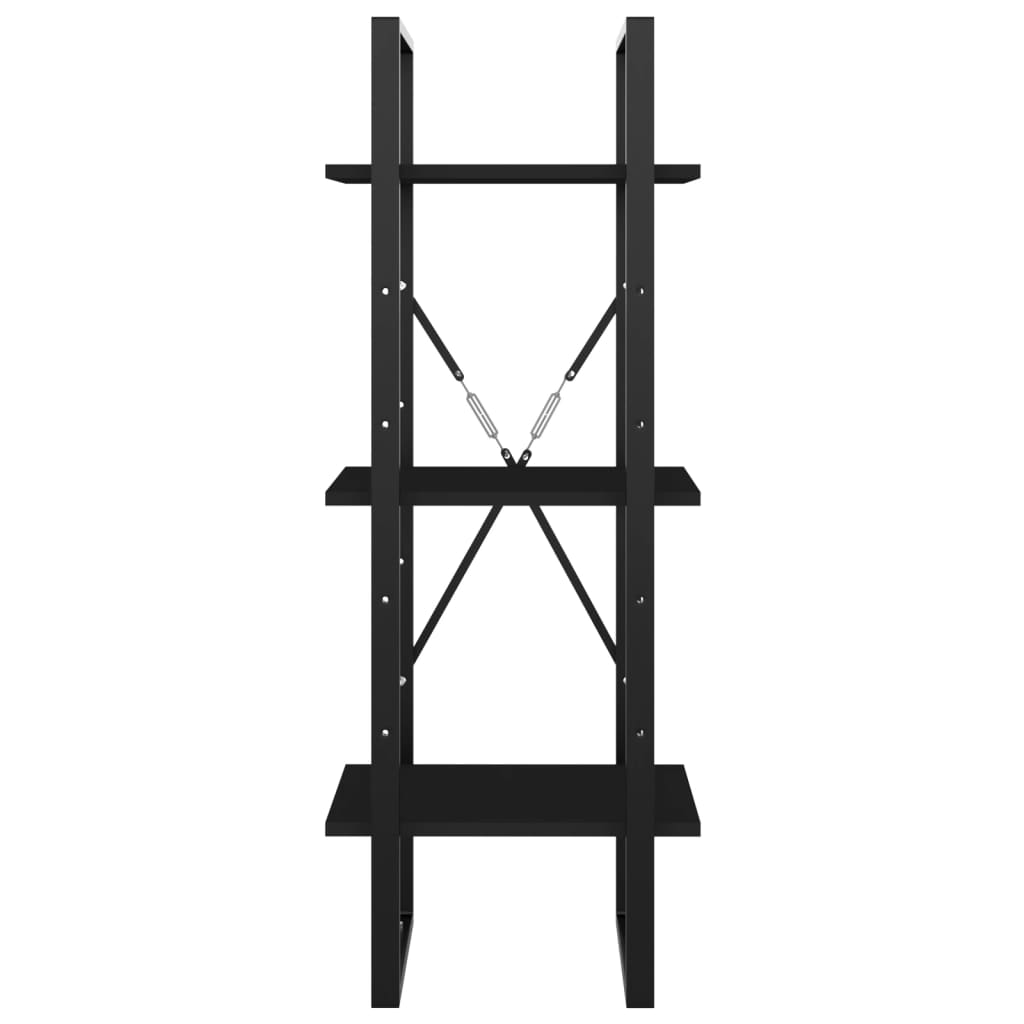 Bokhylle 3 nivåer svart 40x30x105 cm konstruert tre