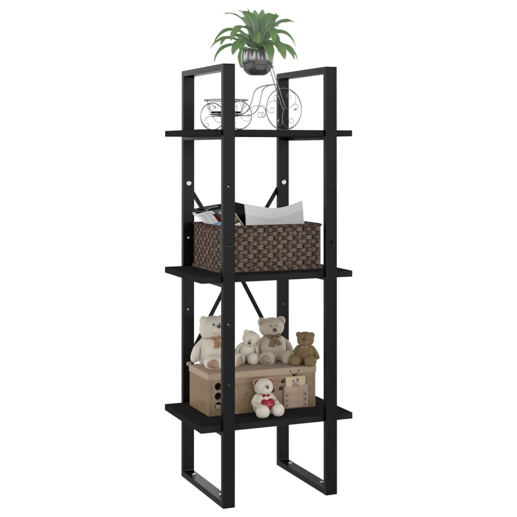 Bokhylle 3 nivåer svart 40x30x105 cm konstruert tre