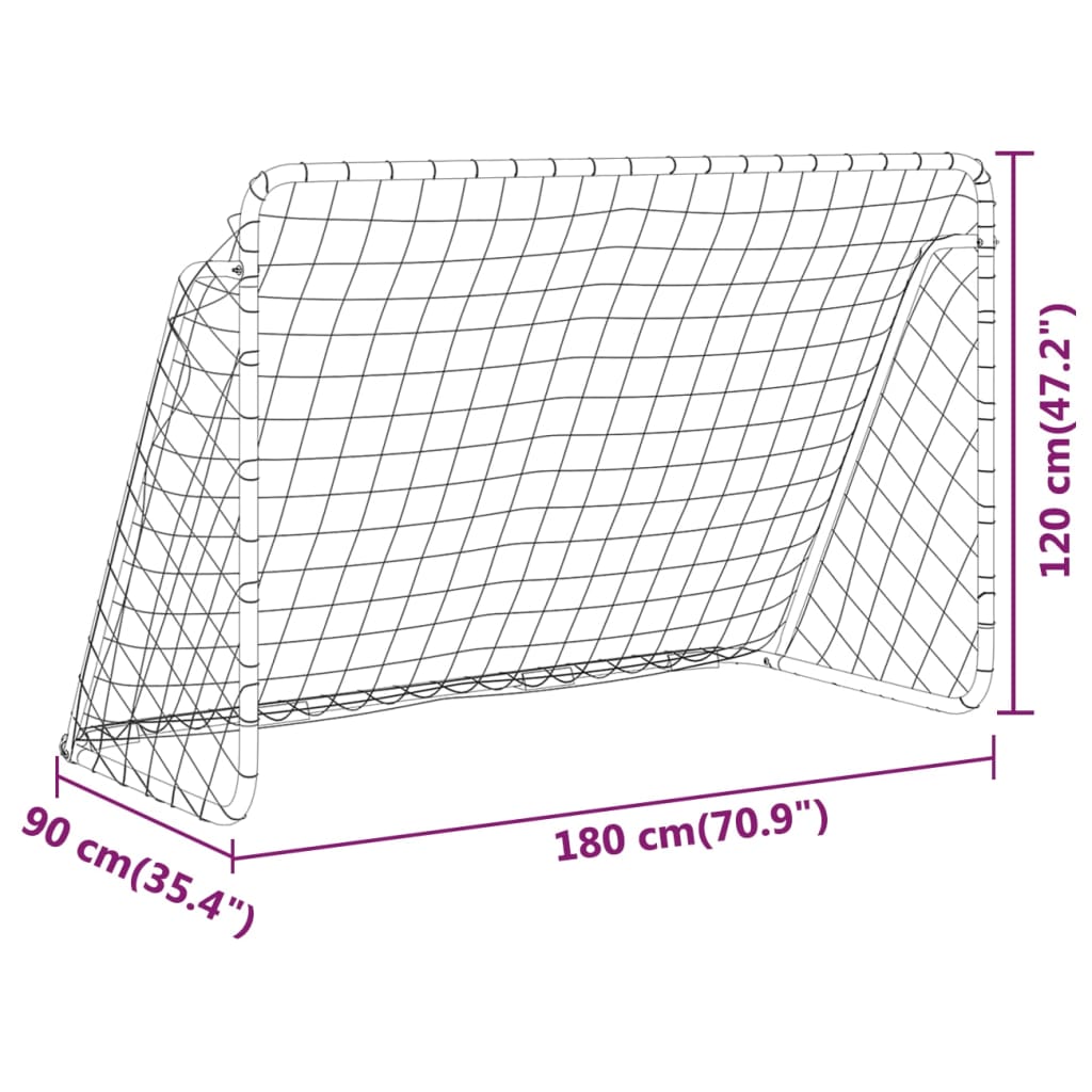 Fotballmål med nett hvit 180x90x120 cm stål
