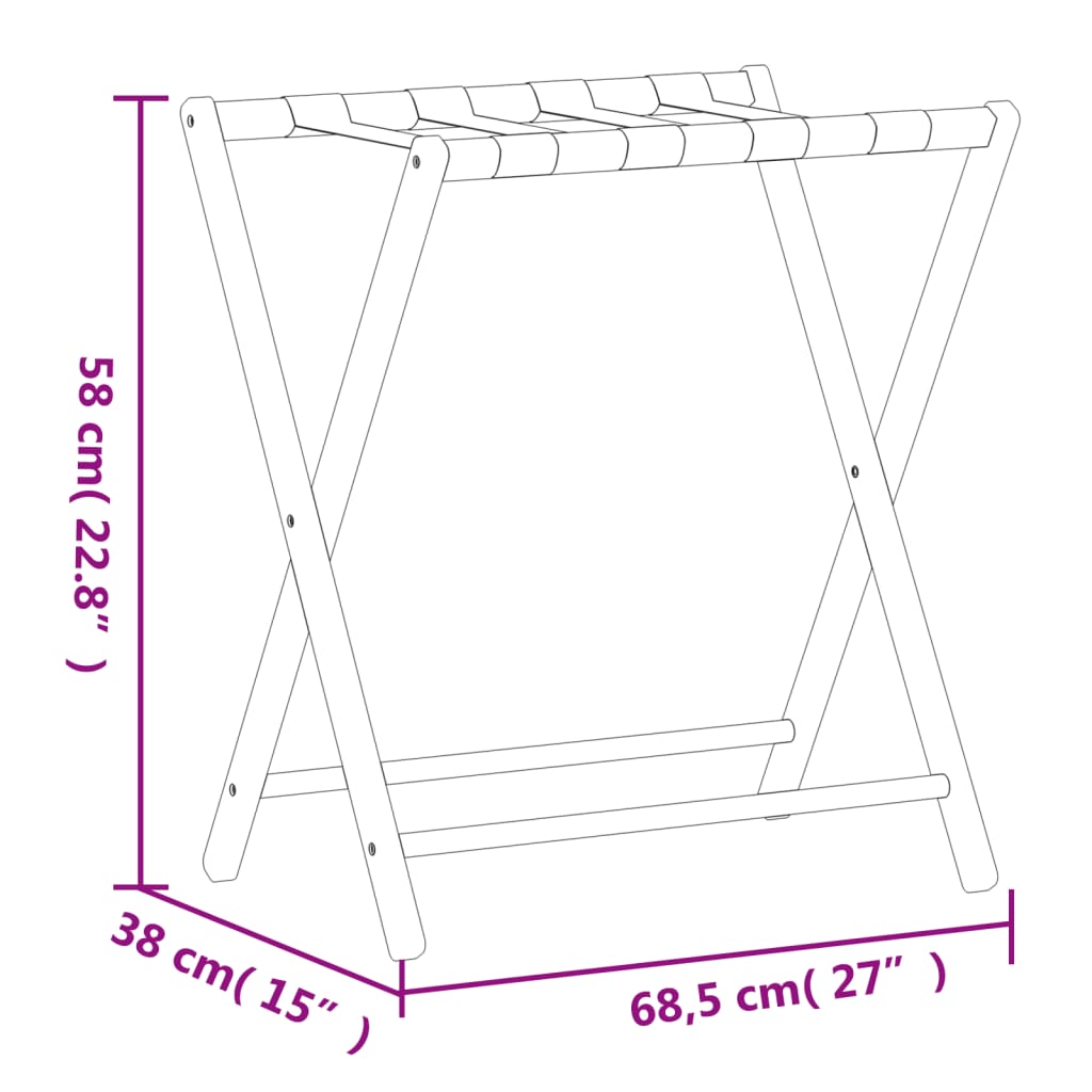 Bagasjestativ svart 68,5x38x58 cm bambus