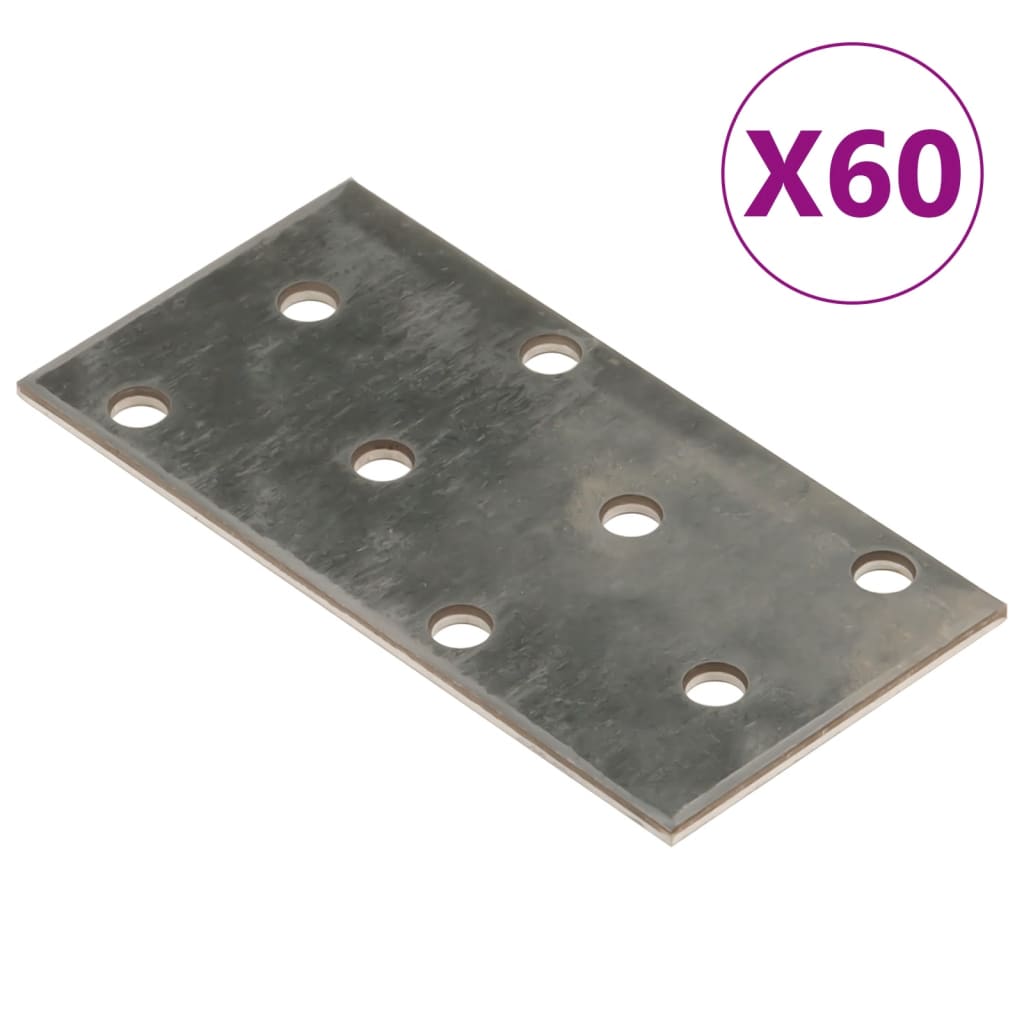 Perforerte plater 60 stk 2 mm 80x40 mm galvanisert stål