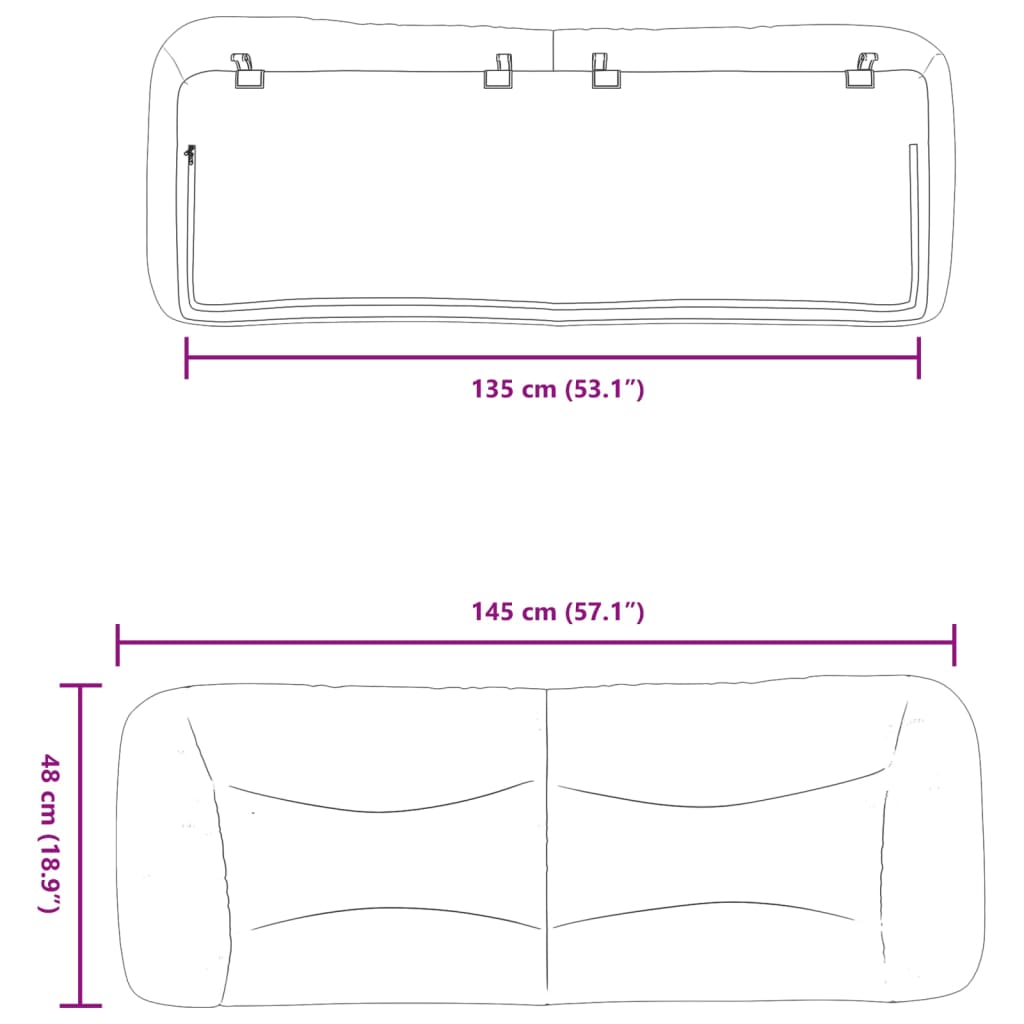 Pute for hodegavl svart 135 cm kunstlær