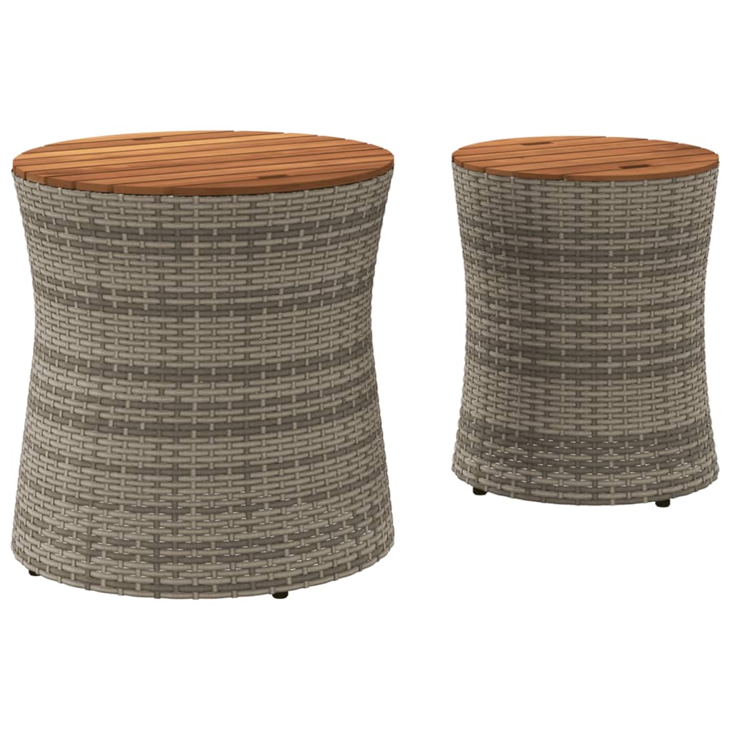 Utendørs sidebord med treplate 2 stk grå polyrotting