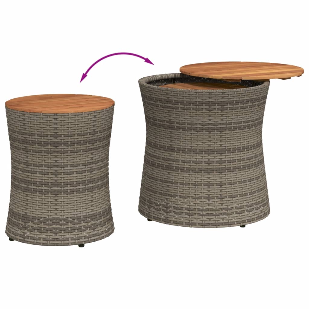 Utendørs sidebord med treplate 2 stk grå polyrotting