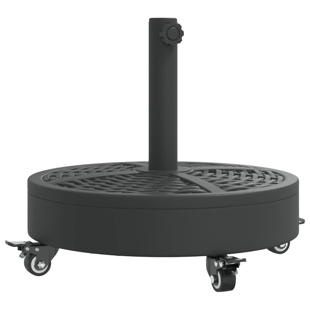 Parasollfot med hjul for Ø38 / 48 mm stenger 27 kg rund