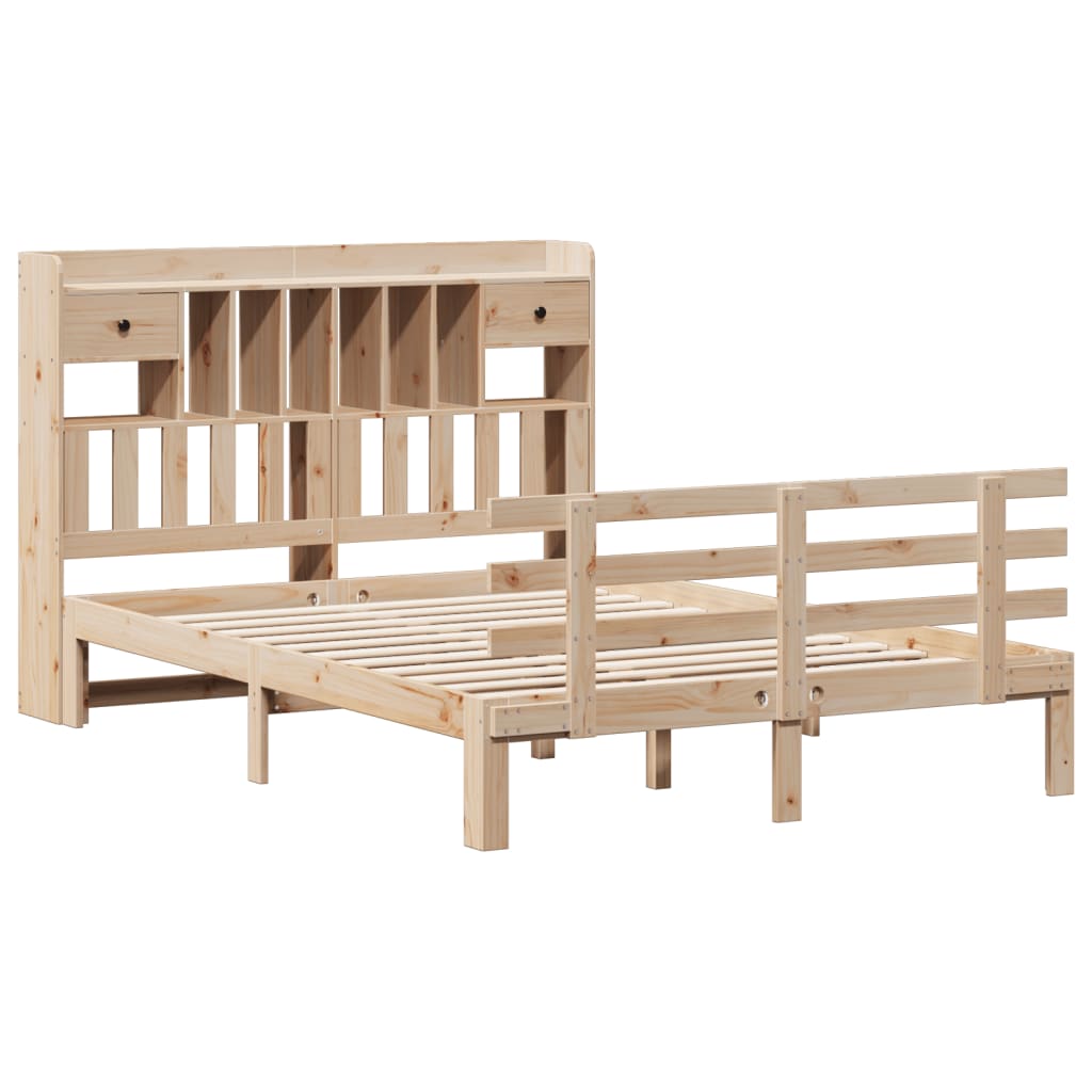 Seng med bokhylle uten madrass 150x200 cm heltre furu
