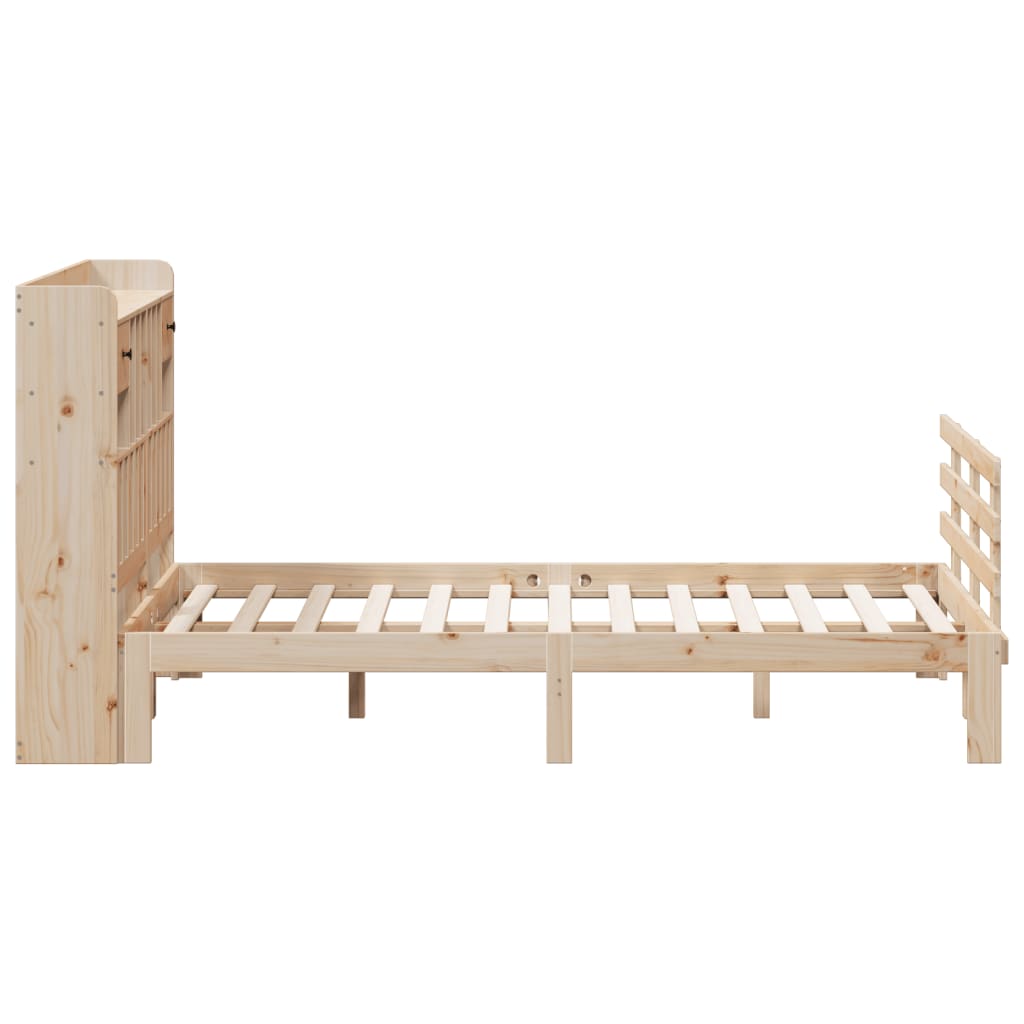 Seng med bokhylle uten madrass 150x200 cm heltre furu