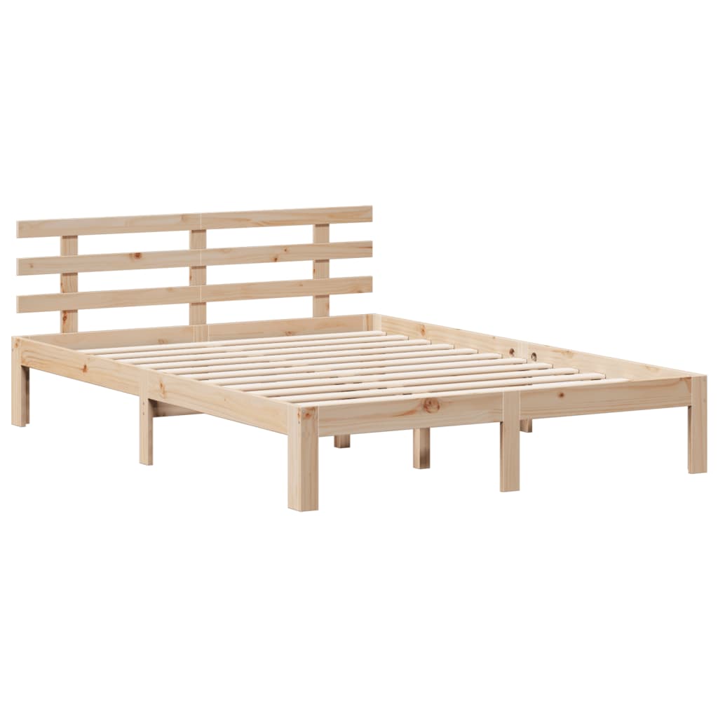 Seng med bokhylle uten madrass 150x200 cm heltre furu