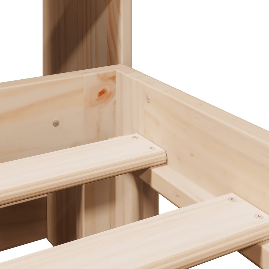 Seng med bokhylle uten madrass 150x200 cm heltre furu
