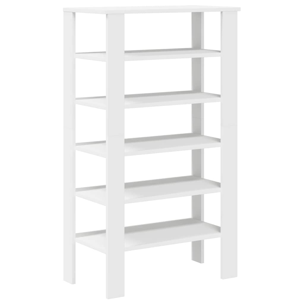 Skohylle hvit 61x32x105 cm konstruert tre