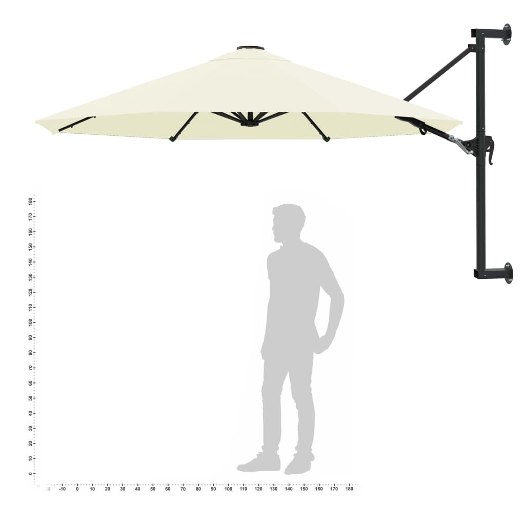 Veggmontert parasoll med stålstang 300 cm sand