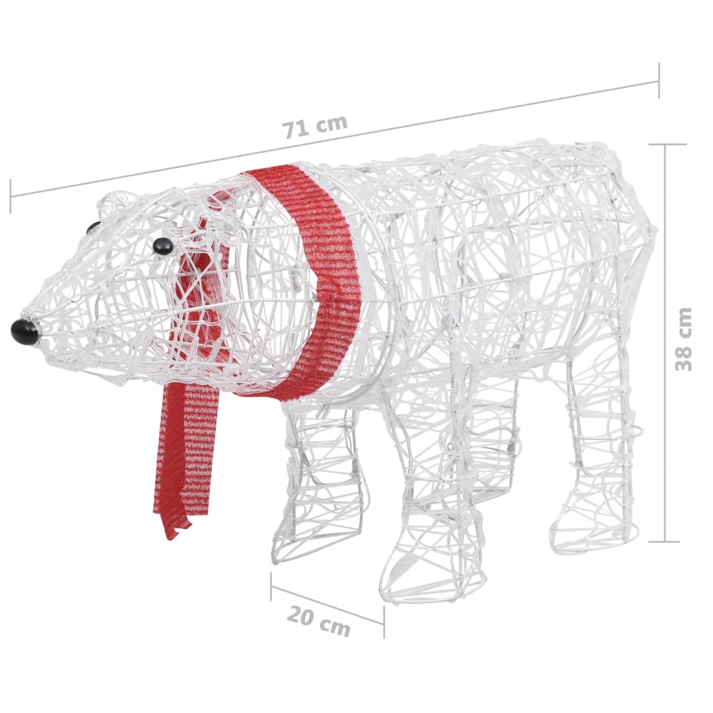 Dekorativt julelys bjørn 45 lysdioder 71x20x38 cm akryl