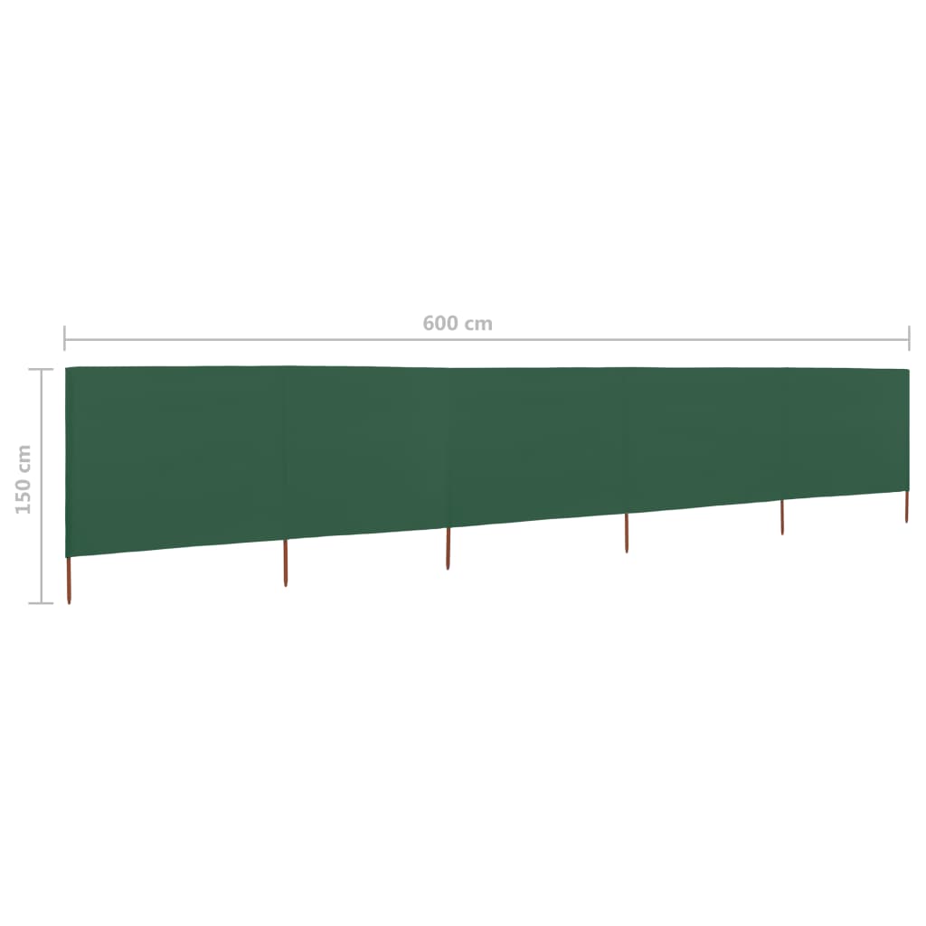 Vindskjerm 5 paneler stoff 600x120 cm grønn