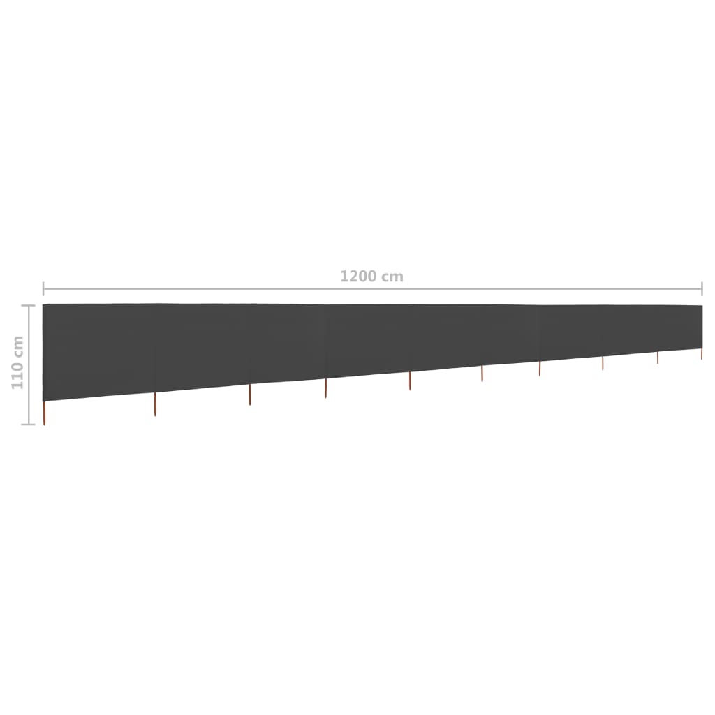 Vindskjerm 9 paneler stoff 1200x80 cm antrasitt