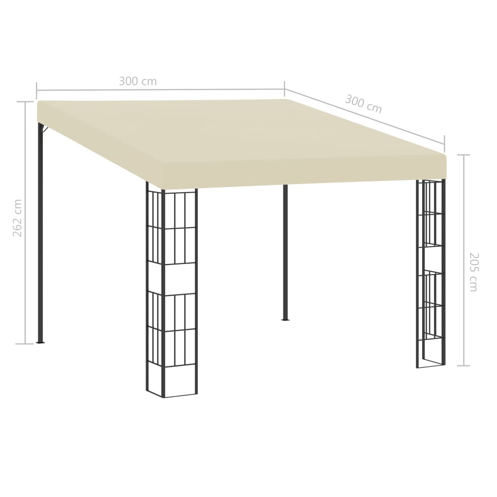 Veggmontert paviljong 3x3 m kremhvit stoff