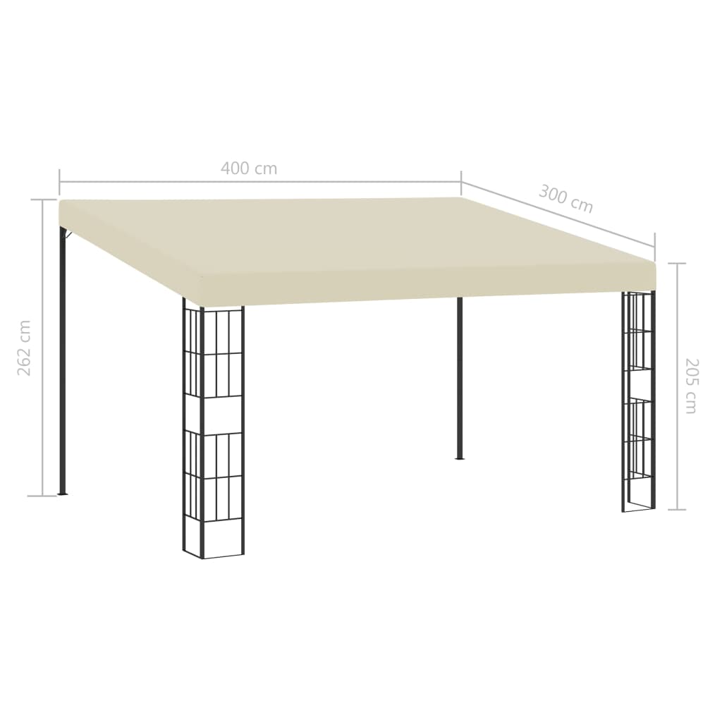 Veggmontert paviljong 3x4 m kremhvit stoff