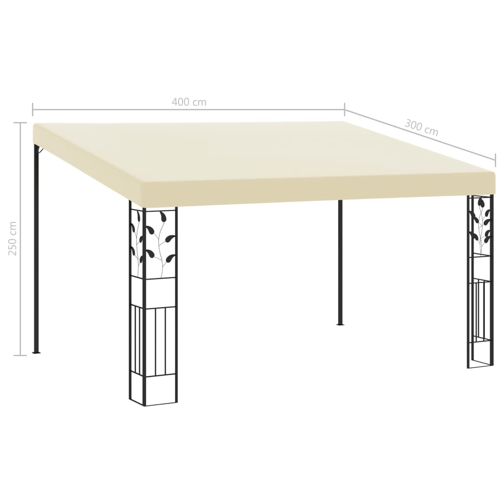 Veggmontert paviljong 4x3x2,5 m kremhvit