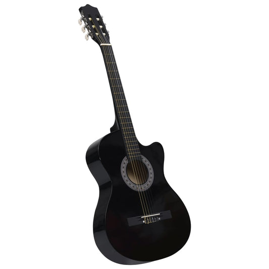 Western klassisk cutaway gitar med 6 strenger svart 38"