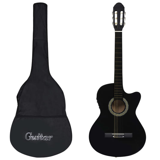 Western gitarsett 12 deler med equalizer og 6 strenger svart