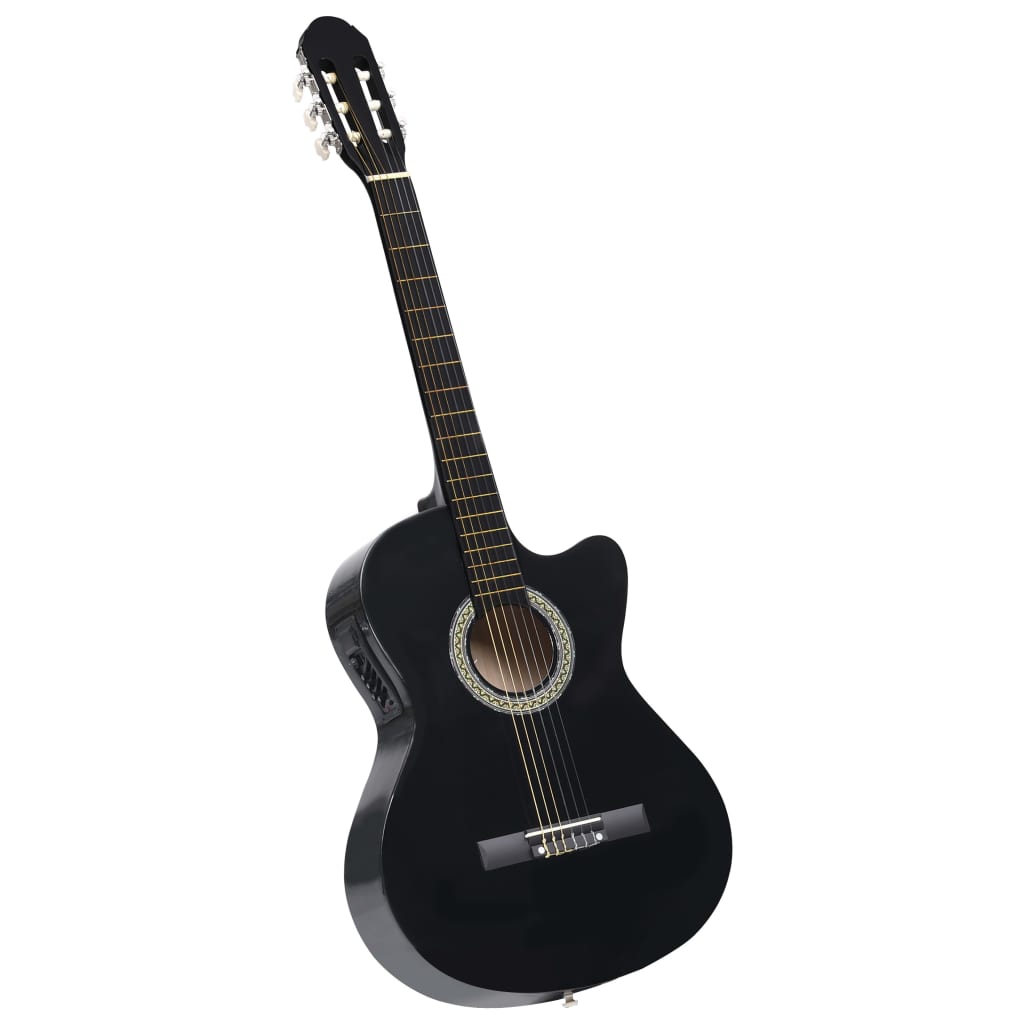 Western gitarsett 12 deler med equalizer og 6 strenger svart