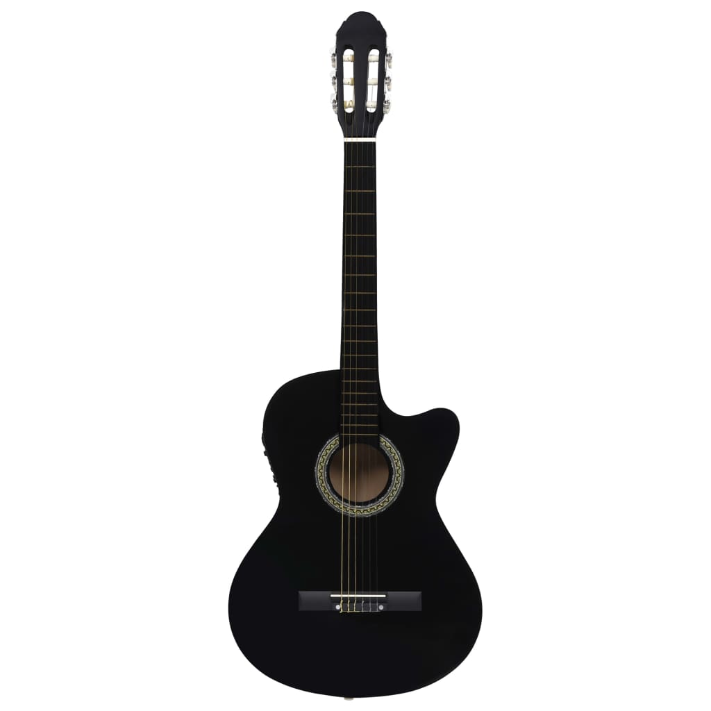 Western gitarsett 12 deler med equalizer og 6 strenger svart