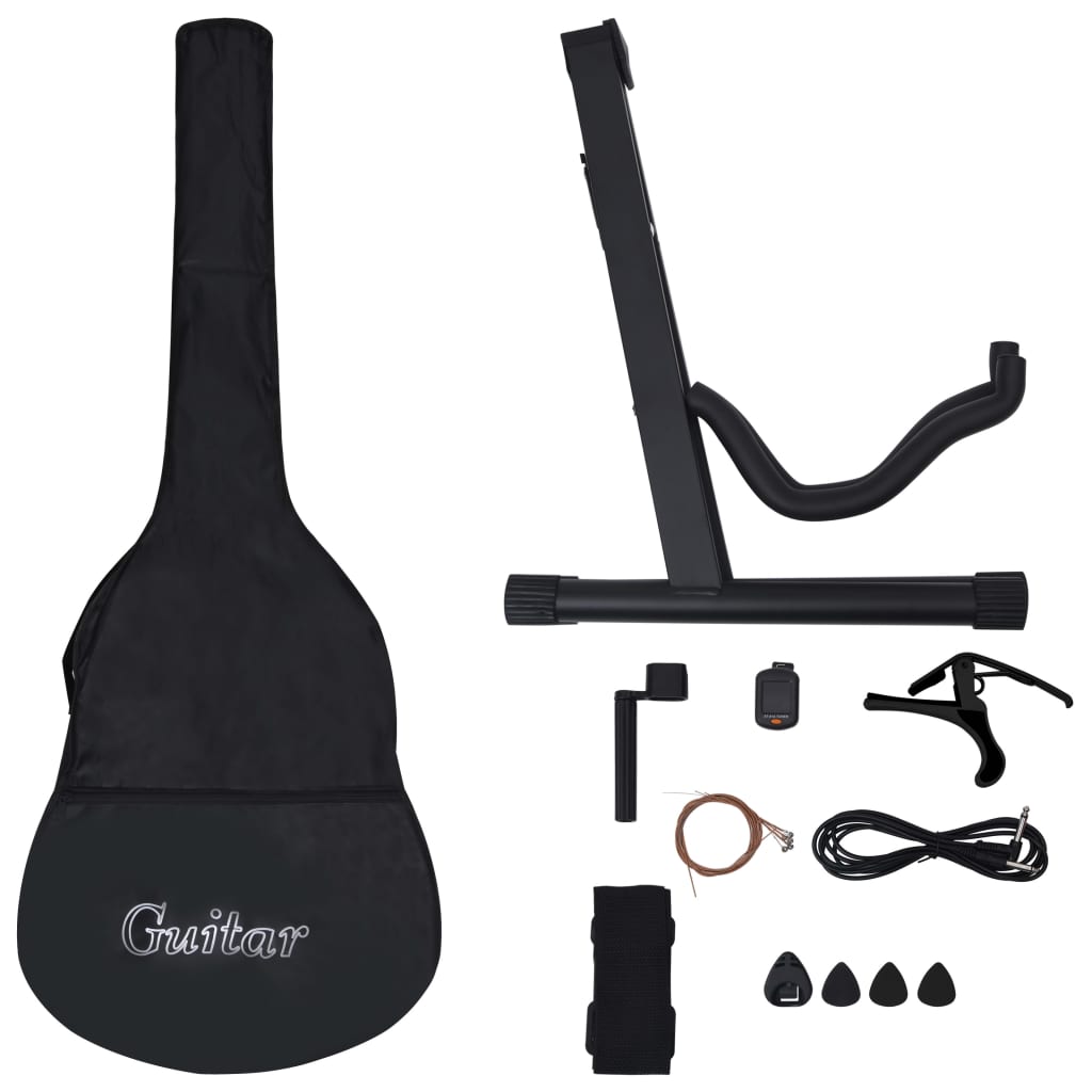 Western gitarsett 12 deler med equalizer og 6 strenger blå