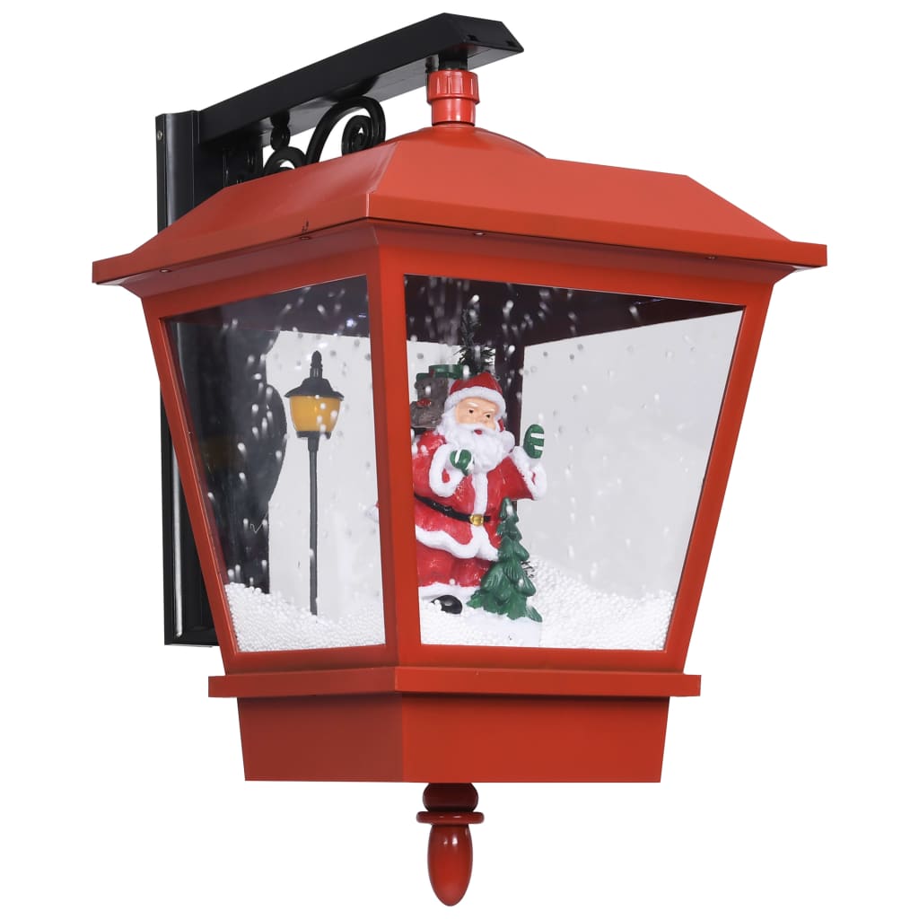 Veggmontert julelampe med LED-lys og julenisse rød 40x27x45 cm