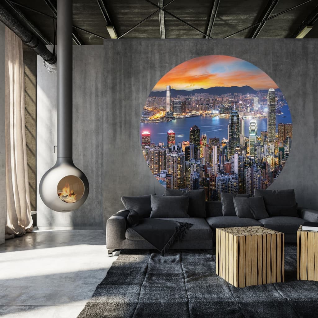 WallArt Tapetsirkel Skyline by Night 190 cm