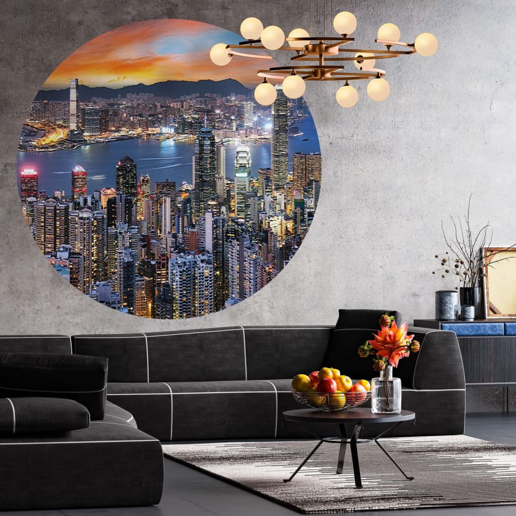 WallArt Tapetsirkel Skyline by Night 190 cm