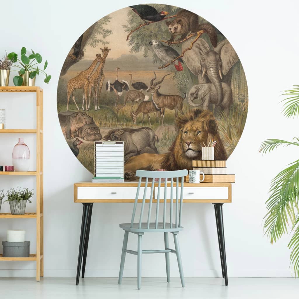 WallArt Tapetsirkel Animals of Africa 190 cm