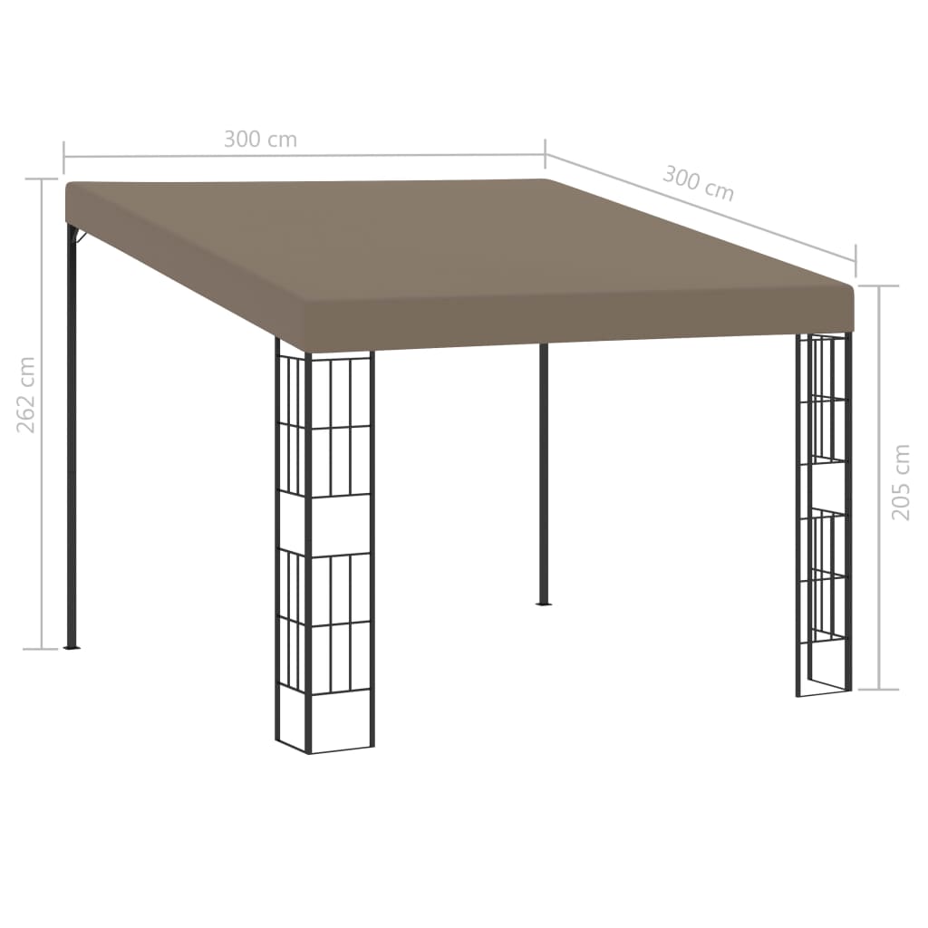 Veggmontert paviljong 3x3 m gråbrun stoff