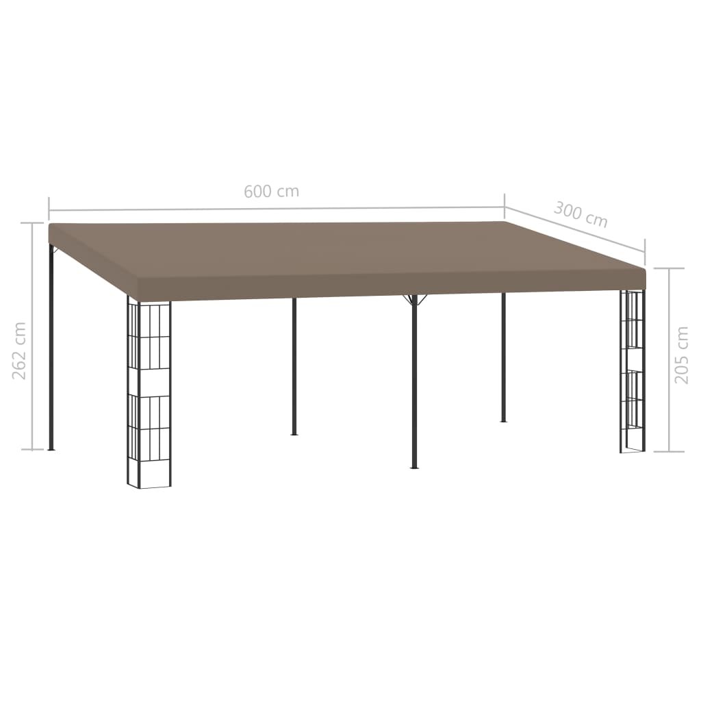 Veggmontert paviljong 6x3 m gråbrun stoff