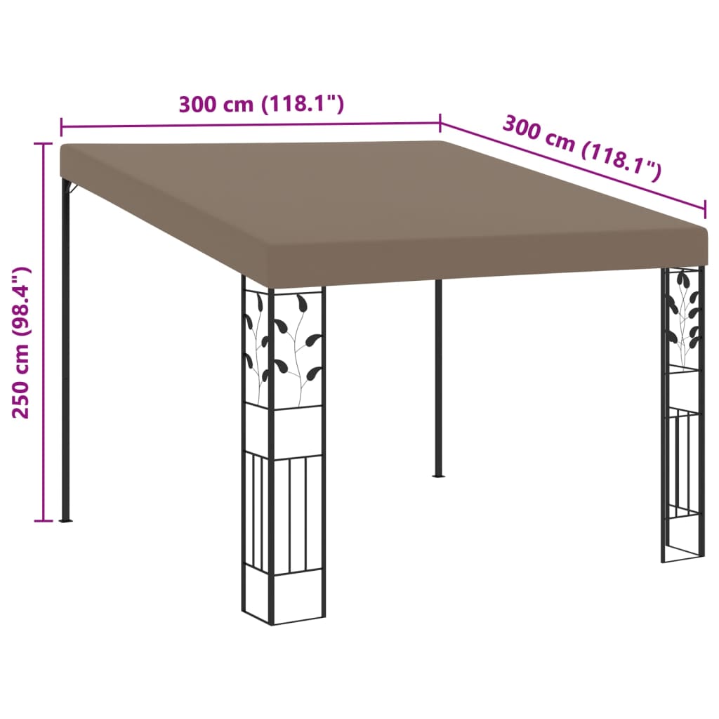 Veggmontert paviljong 3x3x2,5 m gråbrun