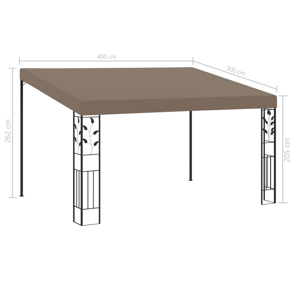 Veggmontert paviljong 4x3x2,5 m gråbrun