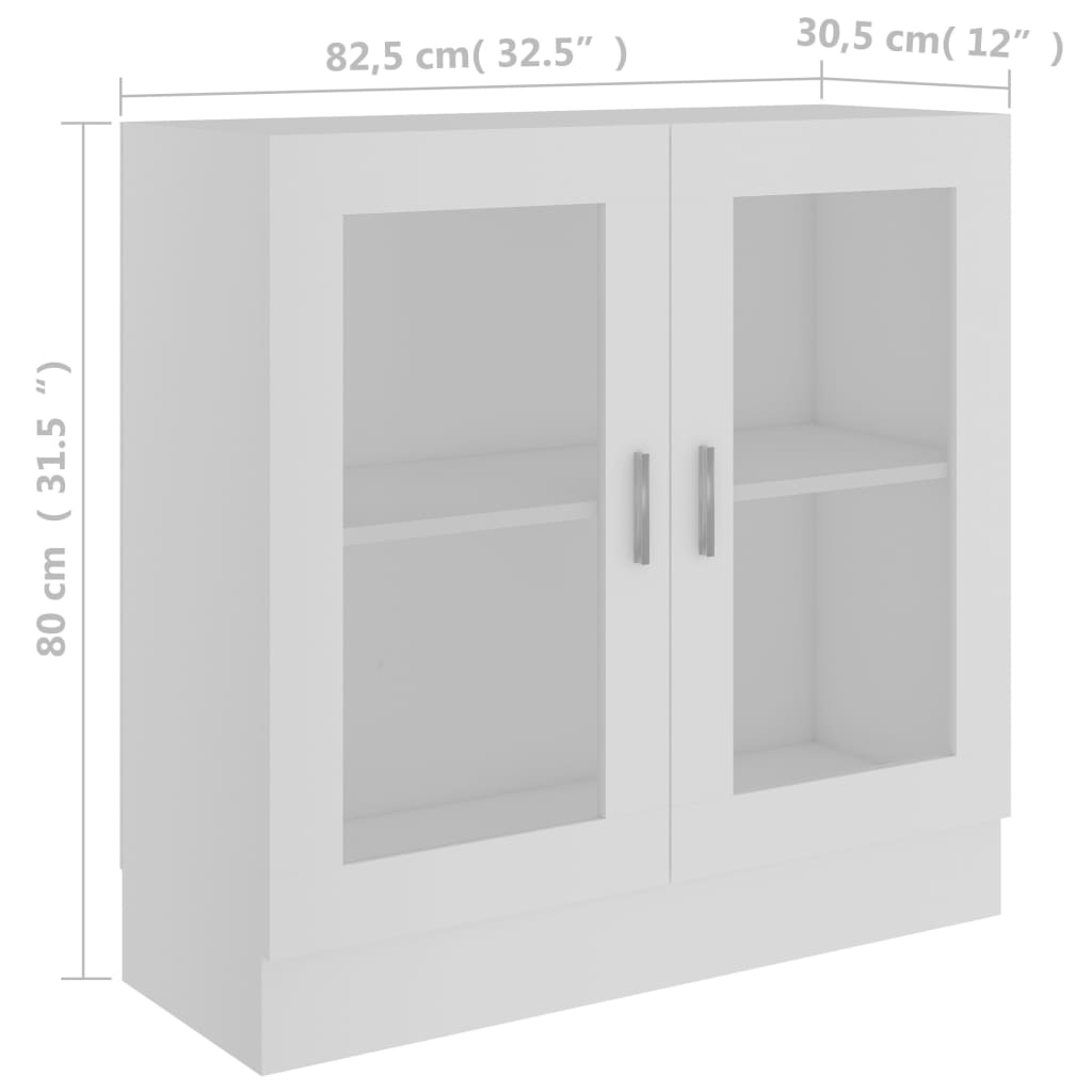 Vitrine hvit 82,5x30,5x80 cm konstruert tre