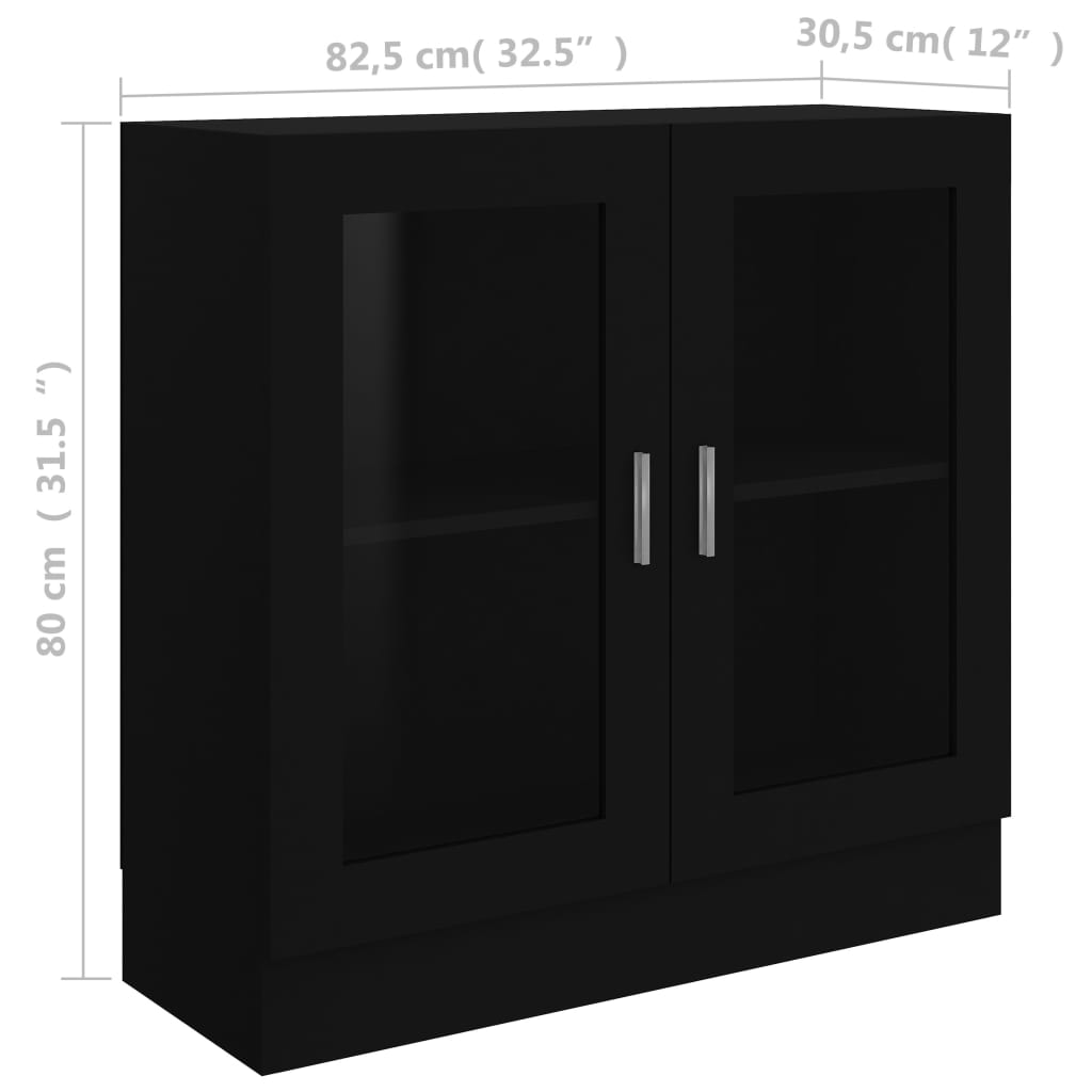 Vitrine svart 82,5x30,5x80 cm konstruert tre