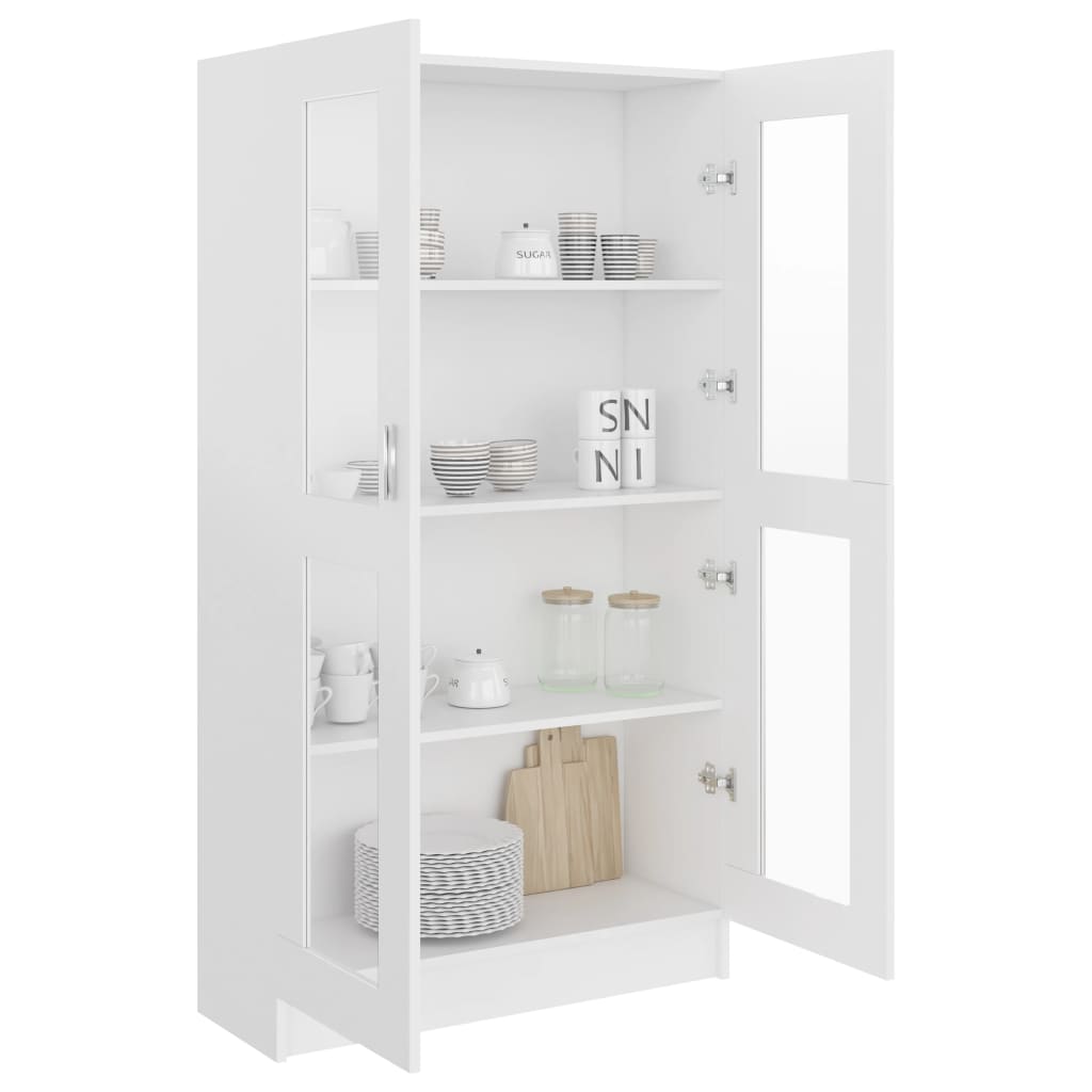 Vitrine hvit 82,5x30,5x150 cm konstruert tre