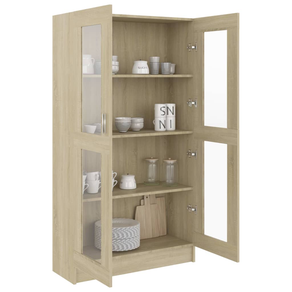 Vitrine sonoma eik 82,5x30,5x150 cm konstruert tre