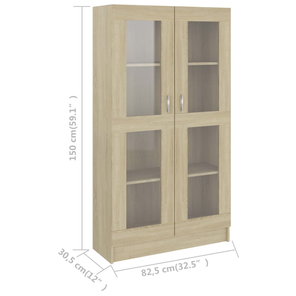 Vitrine sonoma eik 82,5x30,5x150 cm konstruert tre