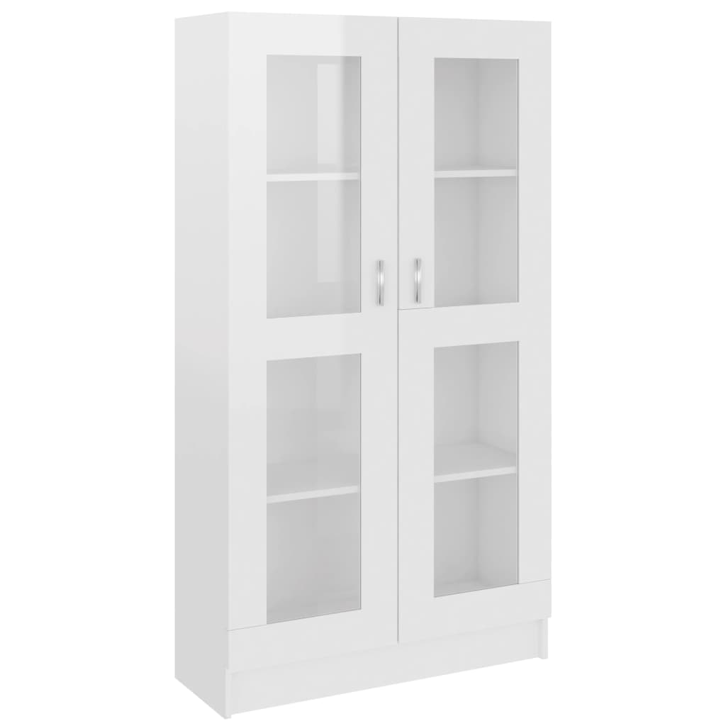 Vitrine høyglans hvit 82,5x30,5x150 cm konstruert tre