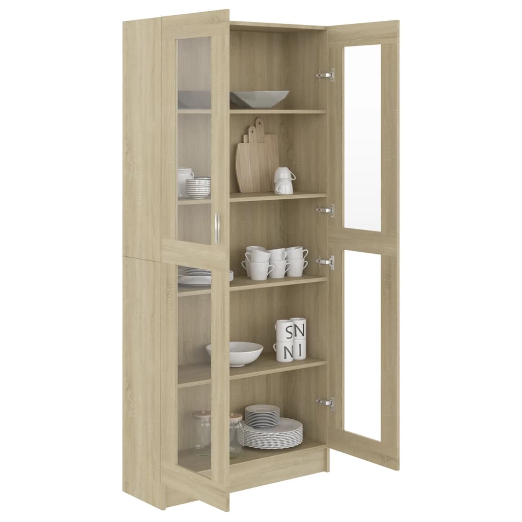 Vitrine sonoma eik 82,5x30,5x185,5 cm konstruert tre