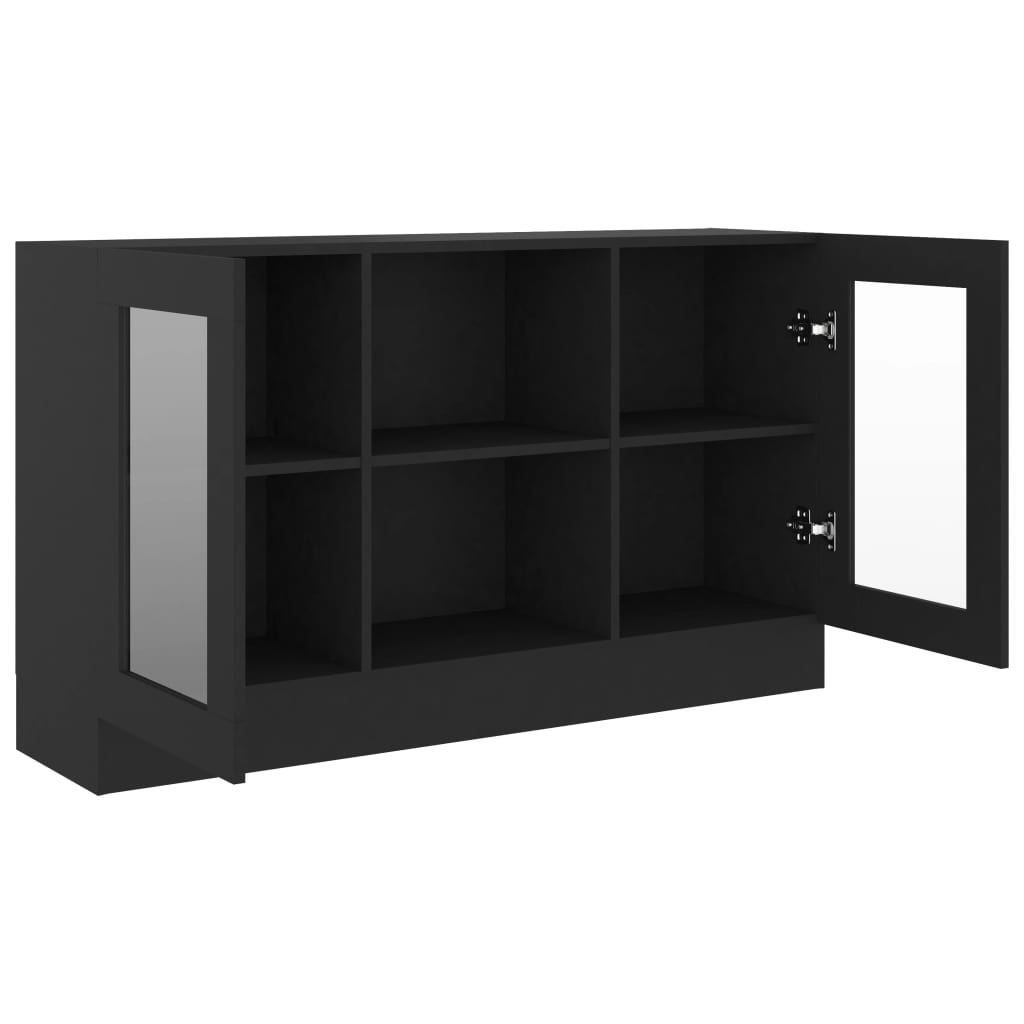 Vitrine svart 120x30,5x70 cm konstruert tre