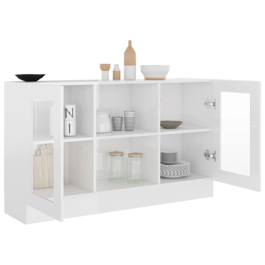 Vitrine høyglans hvit 120x30,5x70 cm konstruert tre