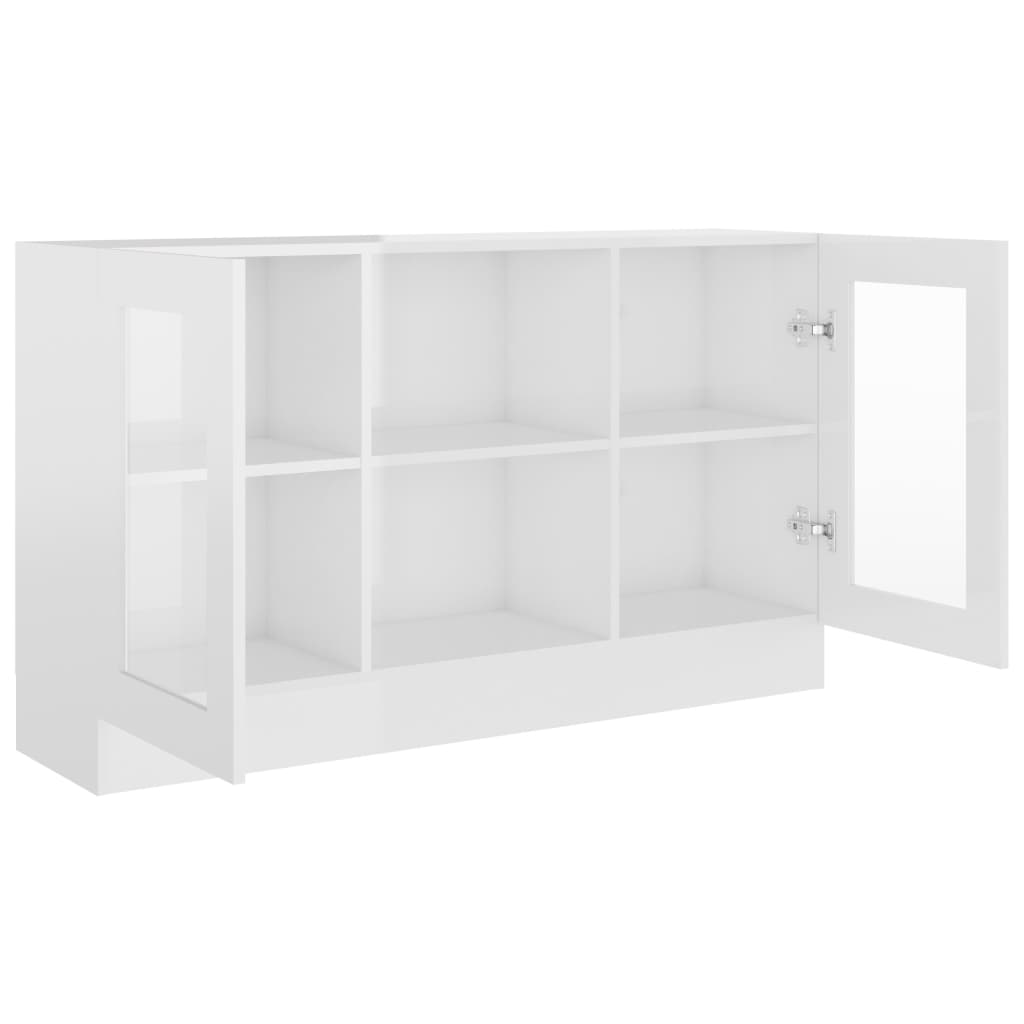 Vitrine høyglans hvit 120x30,5x70 cm konstruert tre