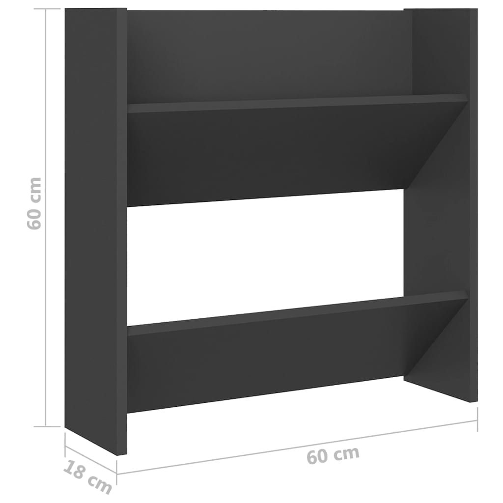 Veggskoskap 4 stk grå 60x18x60 cm konstruert tre