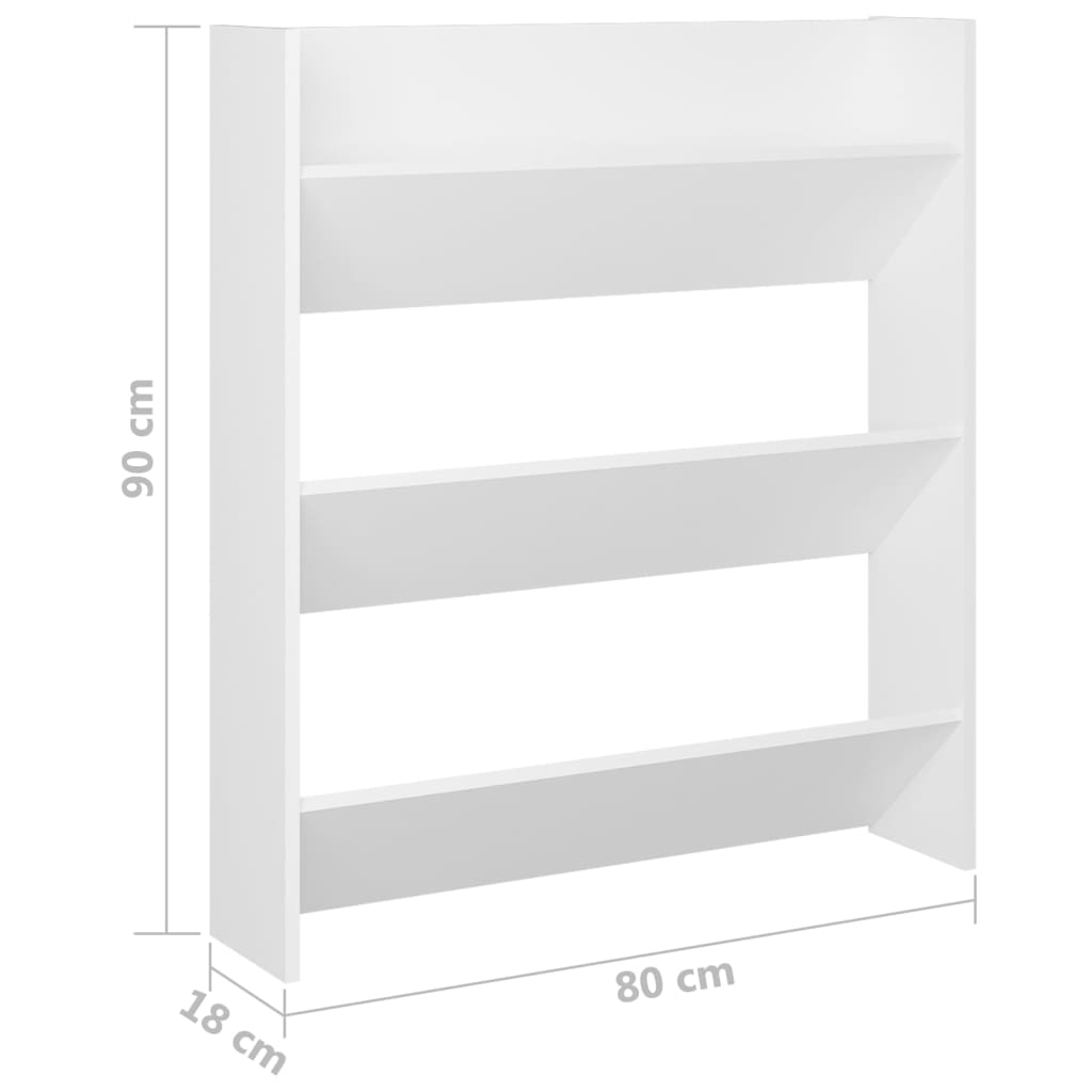 Veggskoskap hvit 80x18x90 cm konstruert tre