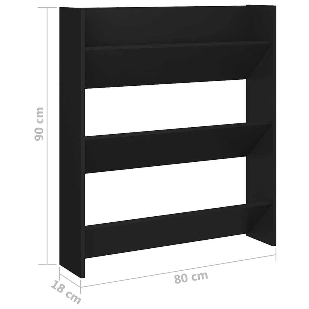 Veggskoskap svart 80x18x90 cm konstruert tre