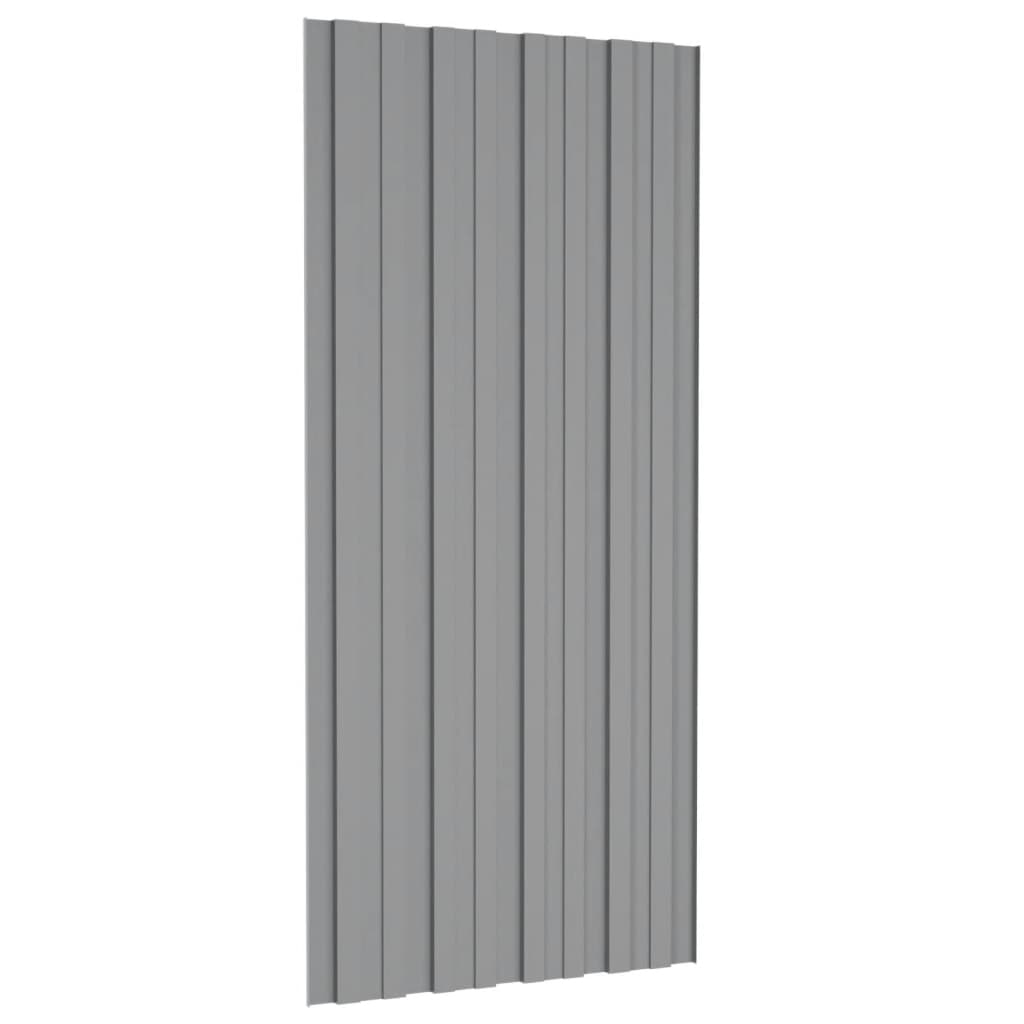 Takplater 12 stk grå 100x45 cm galvanisert stål